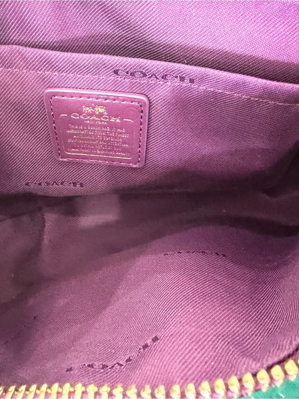 COACH 65152 Nolita 24 Wristlet Burgundy Purple Pebble Leather floral chain bag